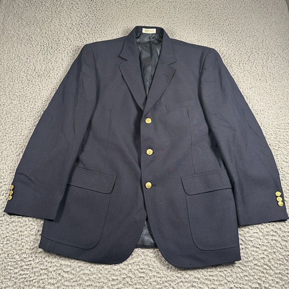 Vintage Orvis Hopsack Knit Wool Blend Blazer Mens 44R Navy Blue Sport Coat - Picture 1 of 16